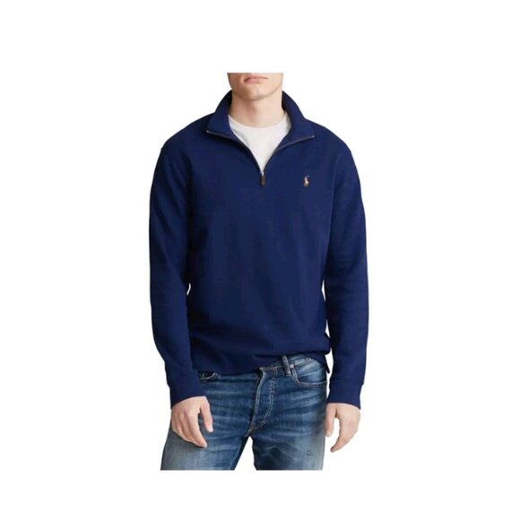 Polo Ralph Lauren Mens Sz 3XLT Tall Navy Blue Knit 1/4 Zip Pullover Sweater NWT